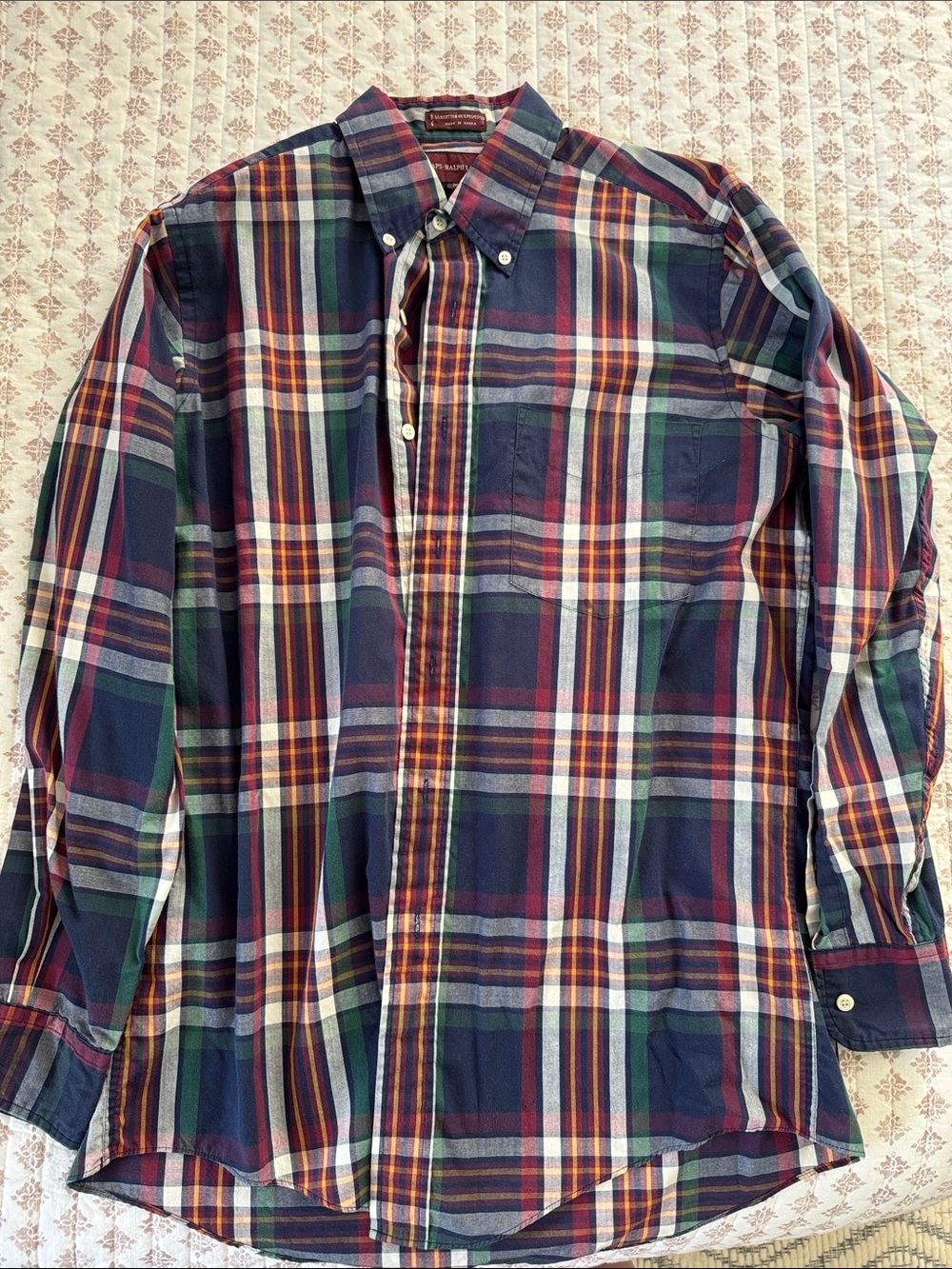 Chaps Men's Multicolor Plaid Button-Down Shirt - Navy, Green, Red, Gold